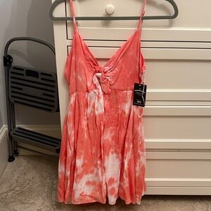Coral Tie-Dye Mini Dress